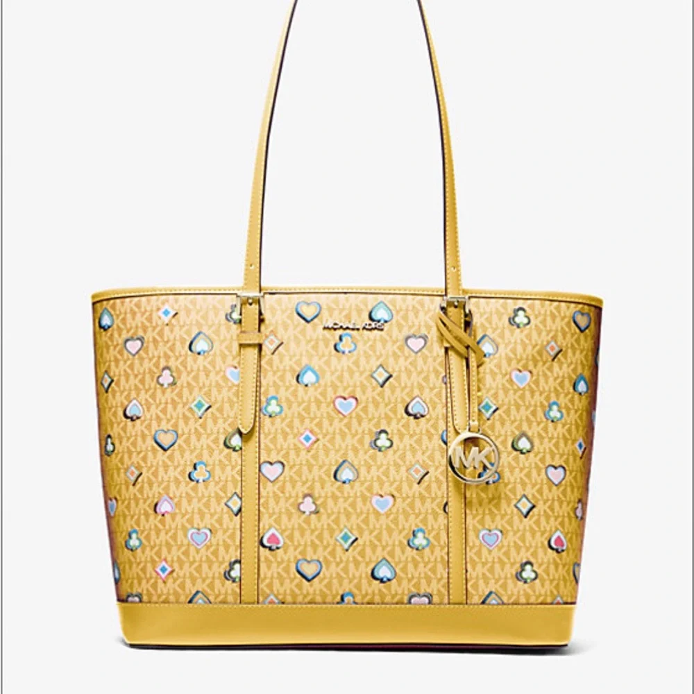 Michael Kors Jet Set Large Printed Signature Logo Tote Shoulder Bag - Picture 4 of 6